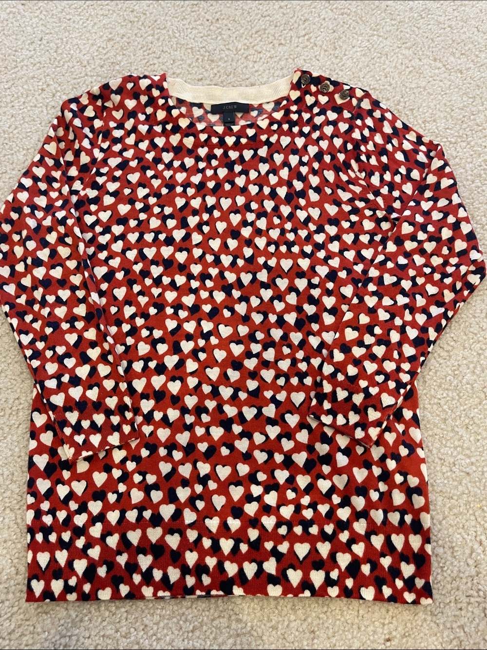 J.Crew Heart Pattern Sweater Size small